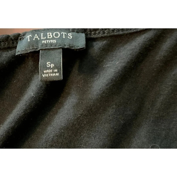 Talbots Petite S Black Scoop Neck Scalloped Trim Cotton Blend Tank Top - Picture 6 of 6